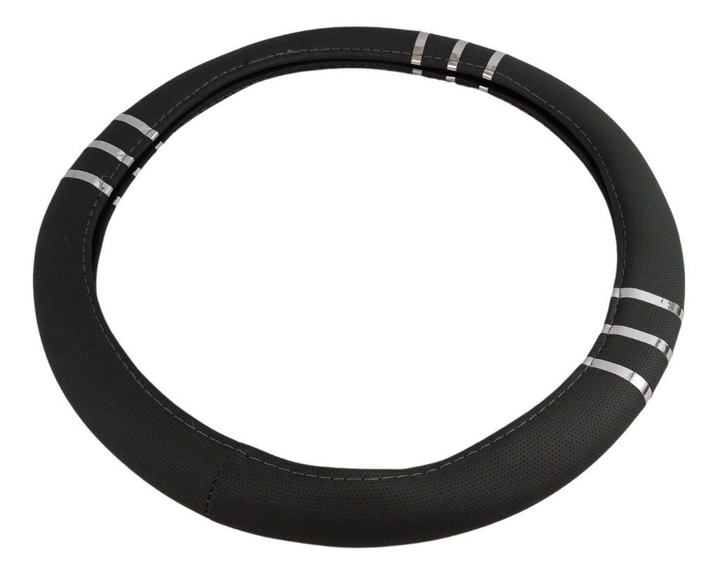 Cubre Volante Funda Protector Vinil Gris/cromo 38 Cm Univer