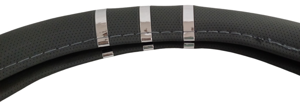 Cubre Volante Funda Protector Vinil Gris/cromo 38 Cm Univer