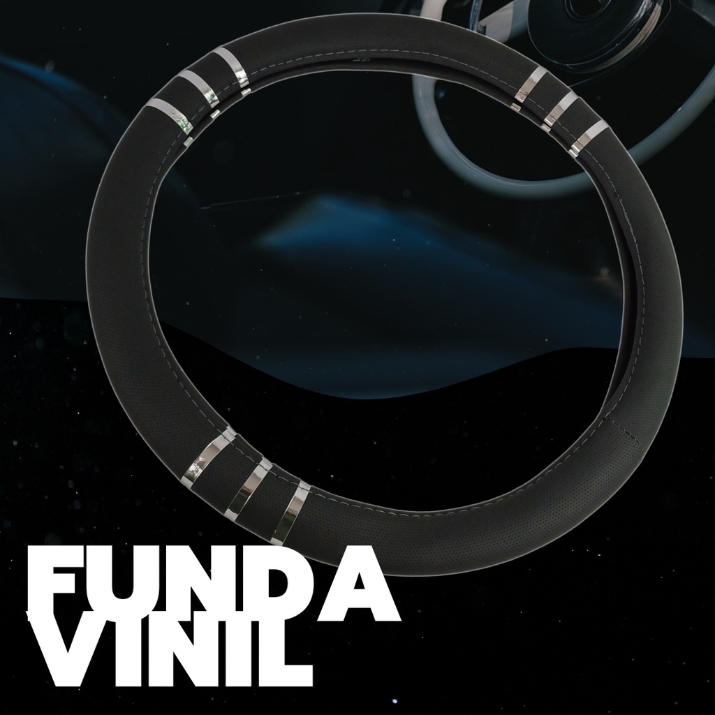 Cubre Volante Funda Protector Vinil Gris/cromo 38 Cm Univer