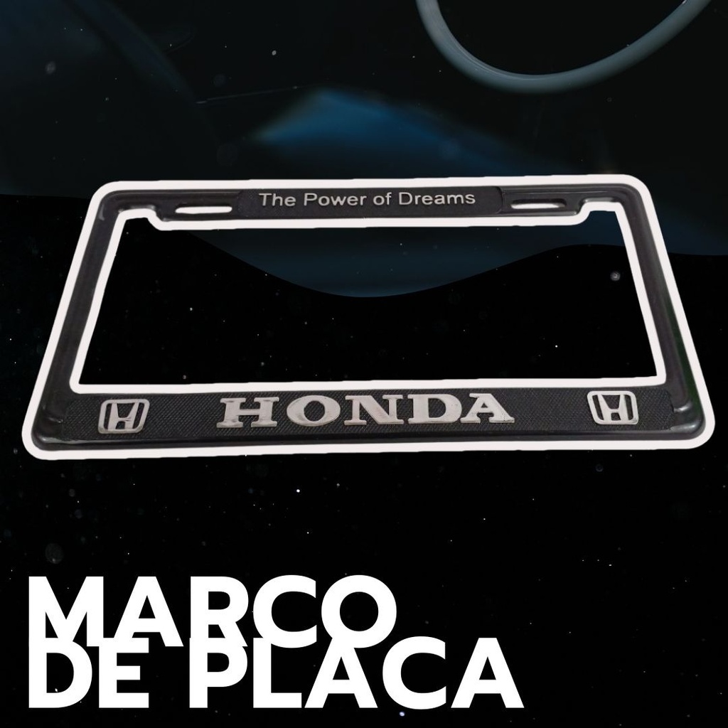 Marco Porta  Placa Honda Cromo 32x17x2.5cm  2 Piezas