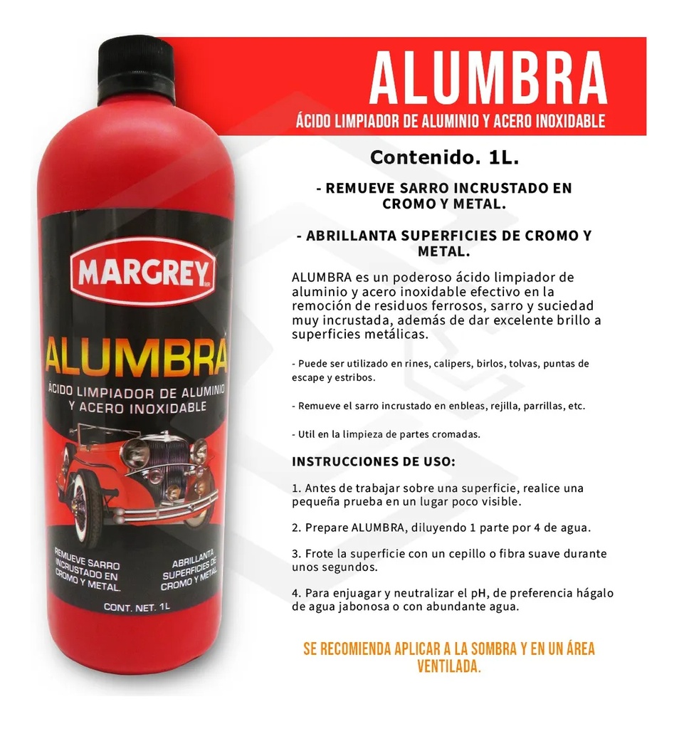 Limpiador Y Abrillantador Aluminio Alumbra 1 Litro Margrey