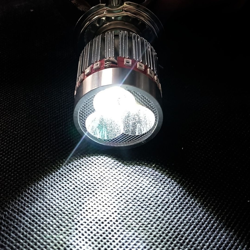 Foco Moto Base  H4 3 Led Blanco Efecto Rojo Y Azul