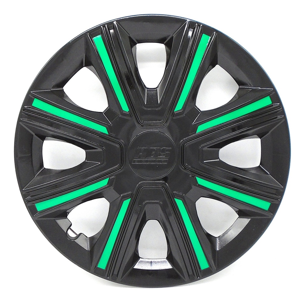 Tapon Polvera Rin 15 Abs Sport Tuning Negro-verde 4 Piezas