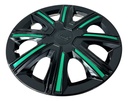 Tapon Polvera Rin 15 Abs Sport Tuning Negro-verde 4 Piezas