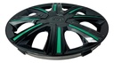 Tapon Polvera Rin 15 Abs Sport Tuning Negro-verde 4 Piezas