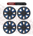 Tapon Polvera Rin 15 Abs Sport Tuning Negro-azul 4 Piezas