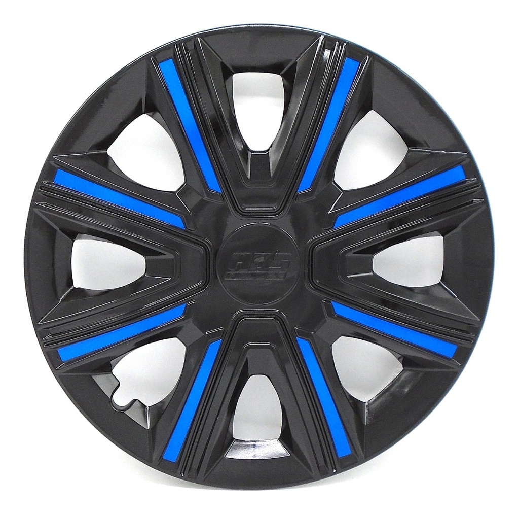Tapon Polvera Rin 15 Abs Sport Tuning Negro-azul 4 Piezas