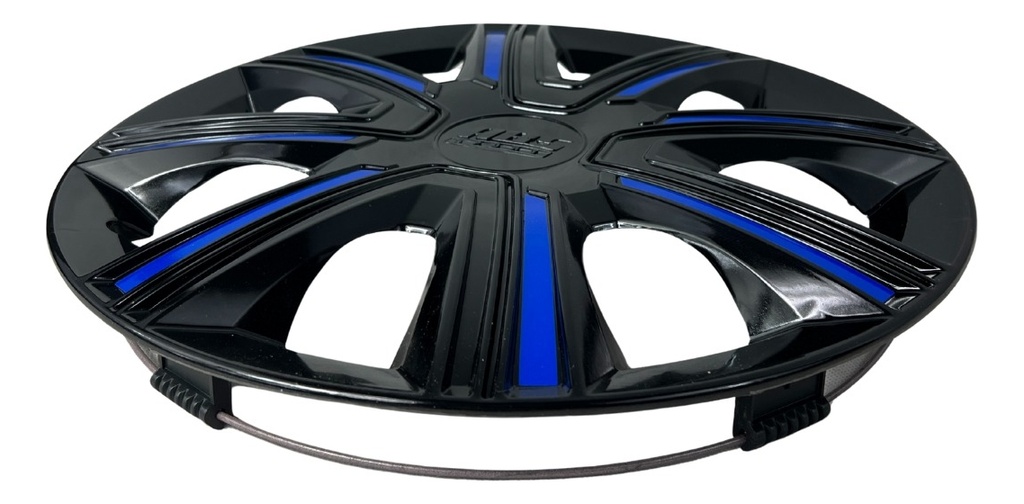 Tapon Polvera Rin 15 Abs Sport Tuning Negro-azul 4 Piezas