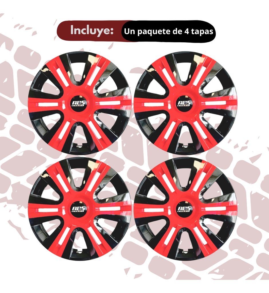 Tapon Polvera Rin 15 Abs Sport  Negro-rojo Universal 4 Pzs Negro/rojo