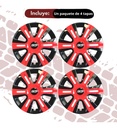 Tapon Polvera Rin 15 Abs Sport  Negro-rojo Universal 4 Pzs Negro/rojo