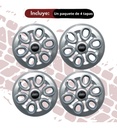 Tapon Polvera Rin 14 Abs Sport Gris  Universal 4 Piezas Gris