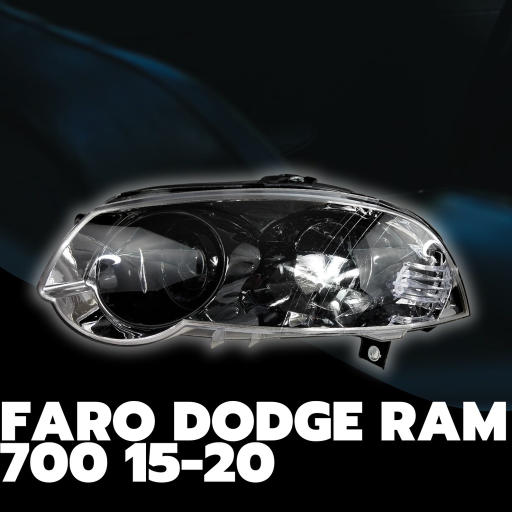 Faro Dodge Ram 700 15-20 Fondo Cromado/negro S/foco Depo Izquierdo/conductor