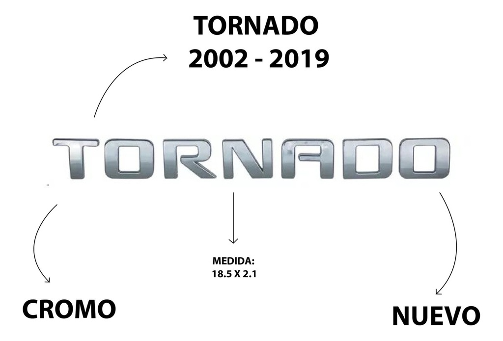 EMBLEMA LETRERO TORNADO CROMO