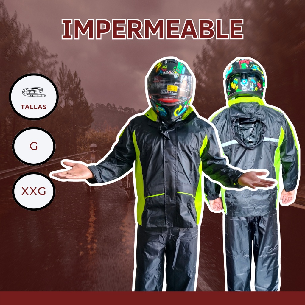 IMPERMEABLE CON PANTALON VERDE FLOURESENTE XXL