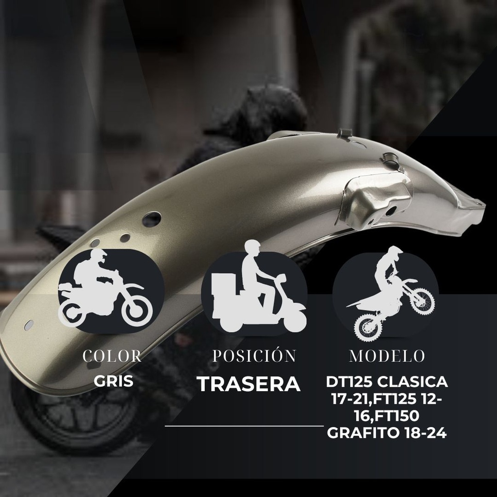 SALPICADERA TRAS GRIS CLASSIC DT125 CLASICA 17-21,FT125 12-16,FT150 GRAFITO 18-24