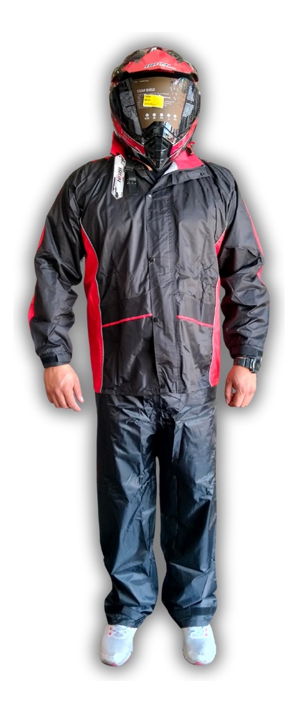 IMPERMEABLE CON PANTALON ROJO XL