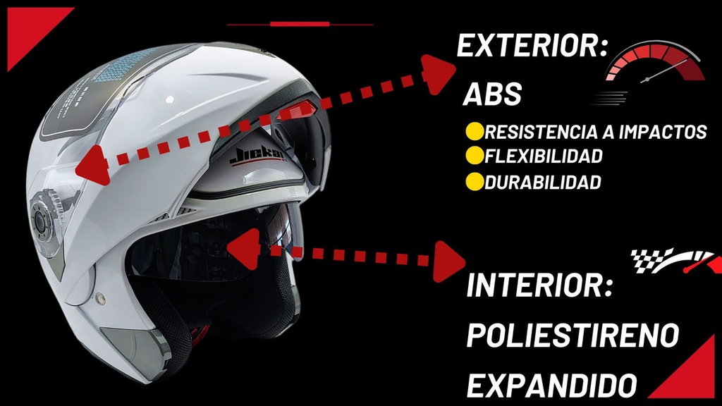 CASCO ABATIBLE DOBLE MICA BLANCO (S) DOT