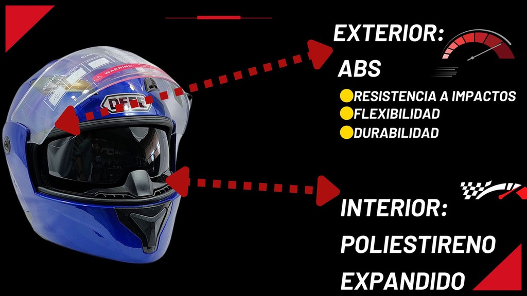 CASCO ABATIBLE DEFE DOBLE MICA ROJO (L) DOT