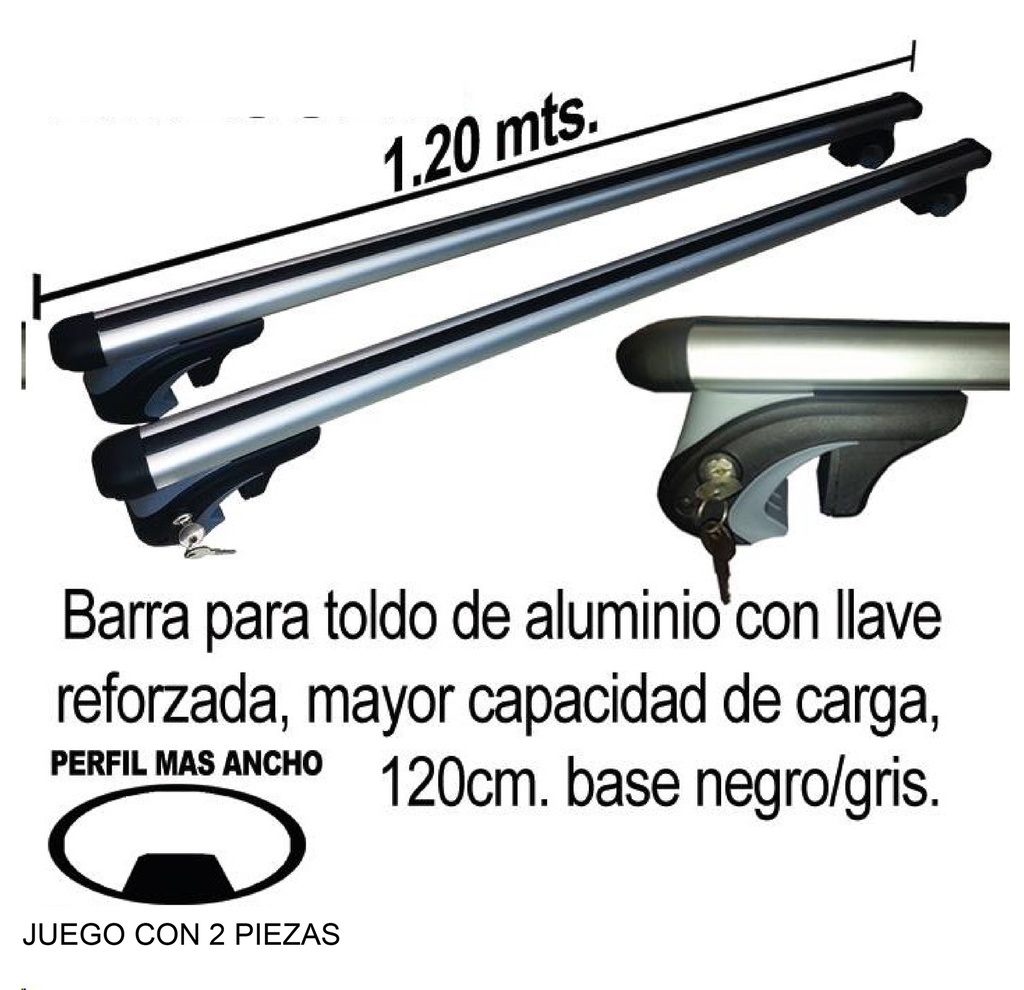 BARRA PORTA EQUIPAJE P/TOLDO ALUMINIO C/