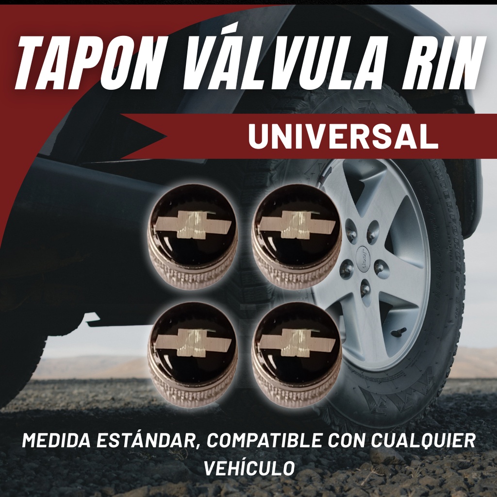 TAPON VALVÚLA DISEÑO CHEVROLET NEGRO PLATA