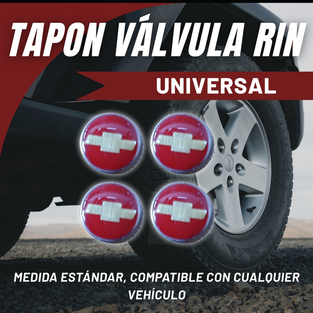 TAPON VALVÚLA DISEÑO CHEVROLET ROJO