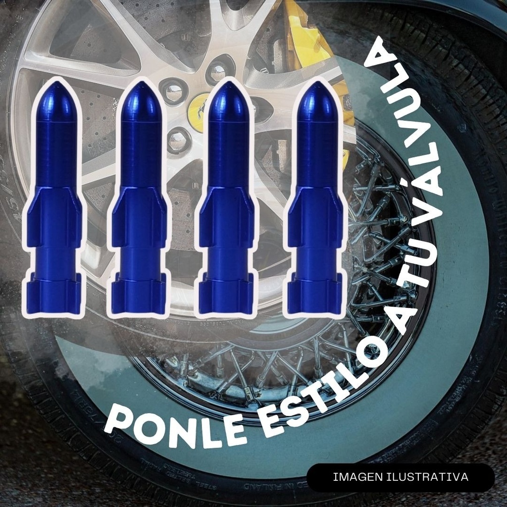 TAPON DE VALVULA COHETE LARGO 5CM AZUL