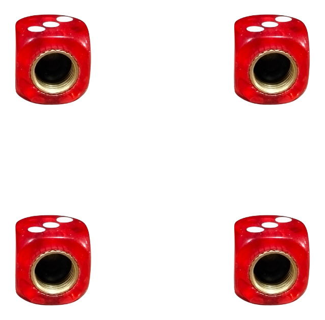 TAPON DE VALVULA DADO TRANSPARENTE ROJO