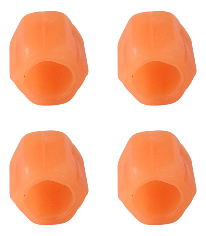 TAPON DE VALVULA DE PLASTICO LUZ NOCTURNA COLOR NARANJA 4 PZAS