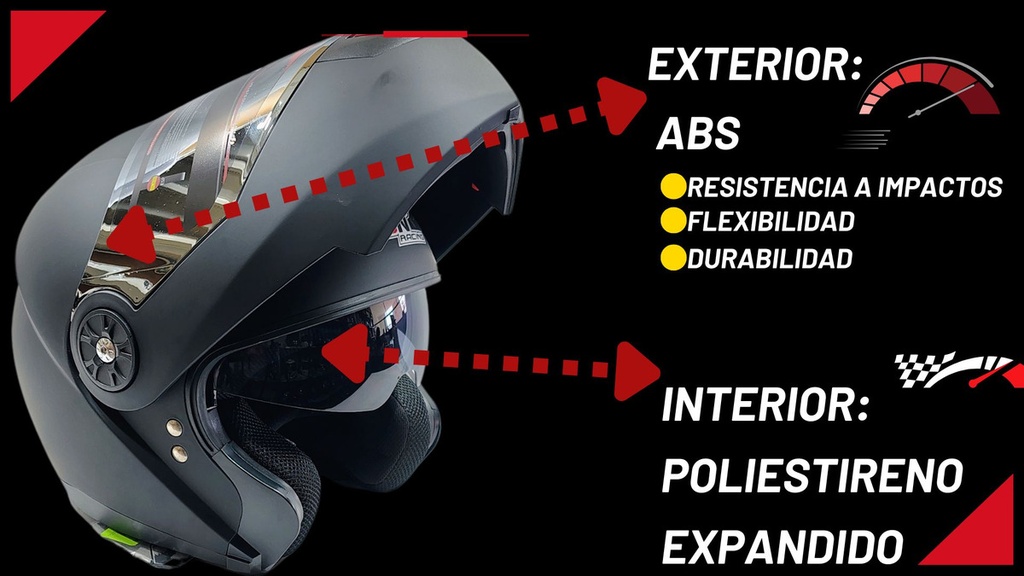 CASCO ABATIBLE DOBLE MICA CAPTAIN NEGROO/MATE (S)