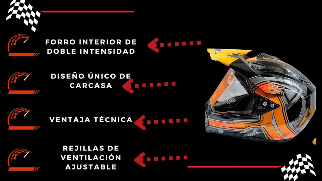 Casco Abatible Cross Iron Racing K13 Acabado Brilloso Dot