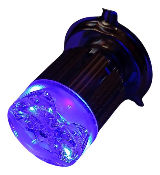 FOCO MOTO BRONX H4 3 LED BLANCO ALUMINIO BASE AZUL