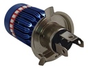 FOCO MOTO BASE PLATA H4 3 LED BLANCO EFECTO AZUL Y ROJO