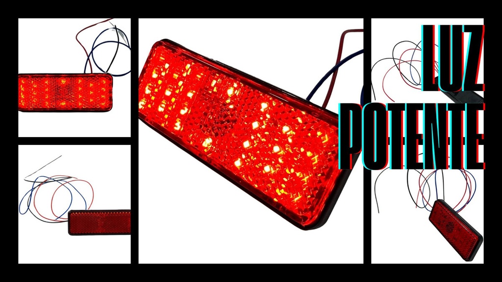 FARO LED REFLECTOR ROJO (RECTANGULO) LUZ ALTA Y BAJA