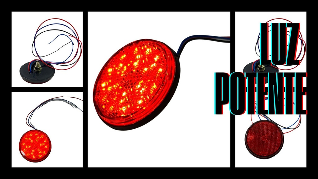 FARO LED REFLECTOR ROJO (RECTANGULO) LUZ ALTA Y BAJA