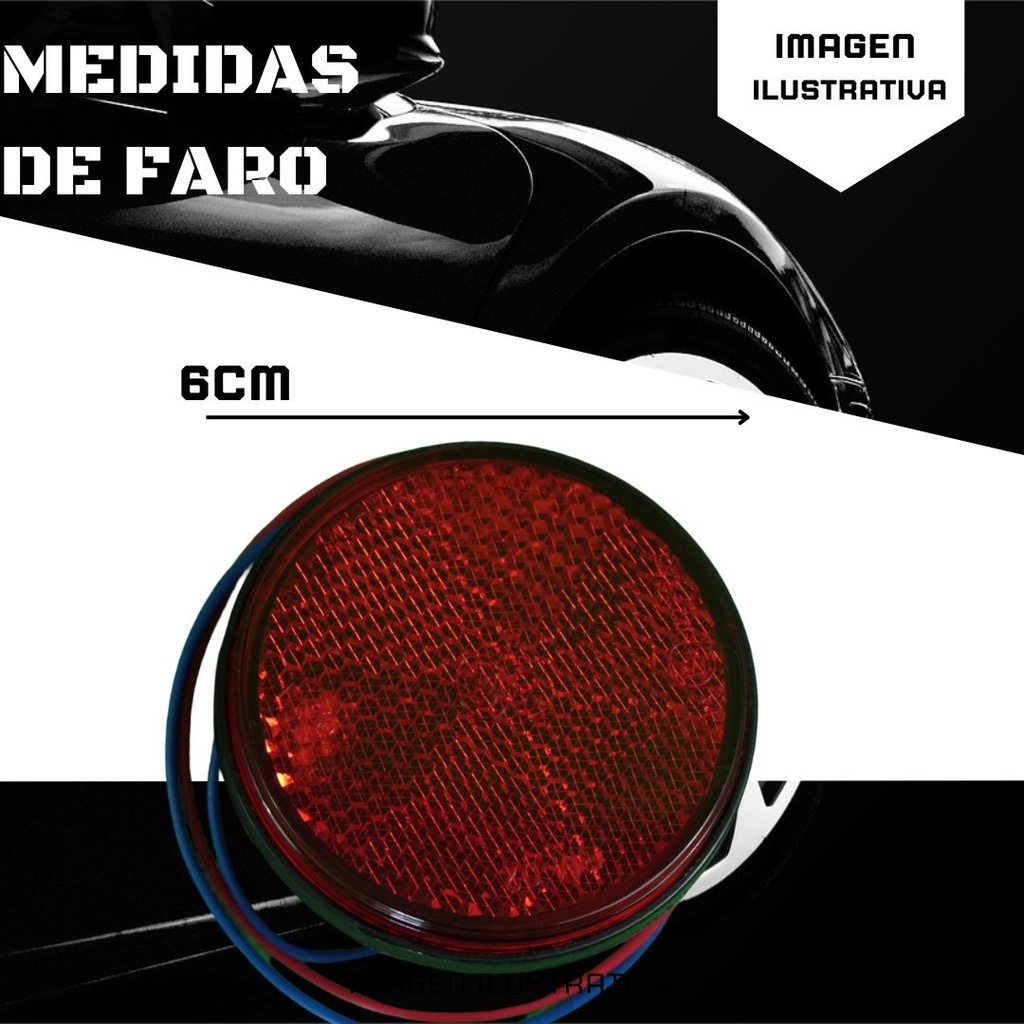 FARO LED REFLECTOR ROJO (RECTANGULO) LUZ ALTA Y BAJA