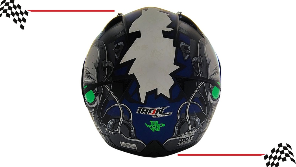 Casco Abatible Iron Racing Ir-105 Doble Mica Dot Xl Azul Liso Xl