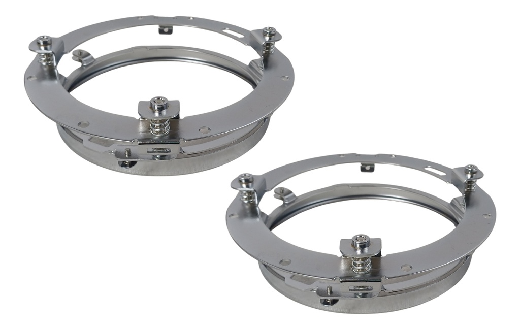 BASE FARO UNIVERSAL UNIDAD REDONDA JEEP HARLEY VOLKSWAGEN CROMADO PAR