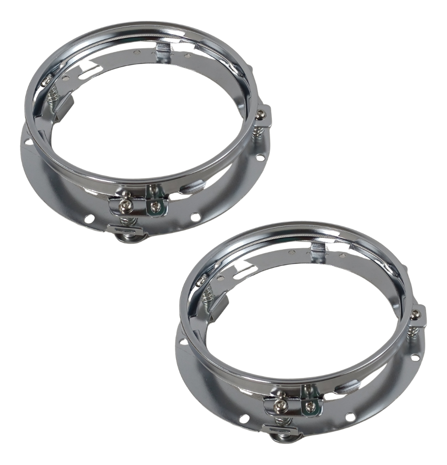 BASE FARO UNIVERSAL UNIDAD REDONDA JEEP HARLEY VOLKSWAGEN CROMADO PAR