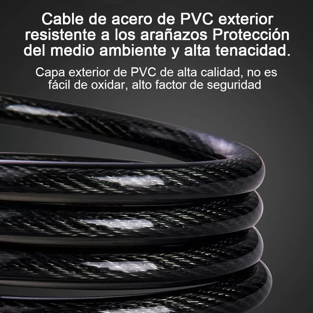 CANDADO CABLE DE ACERO CON COMBINACION