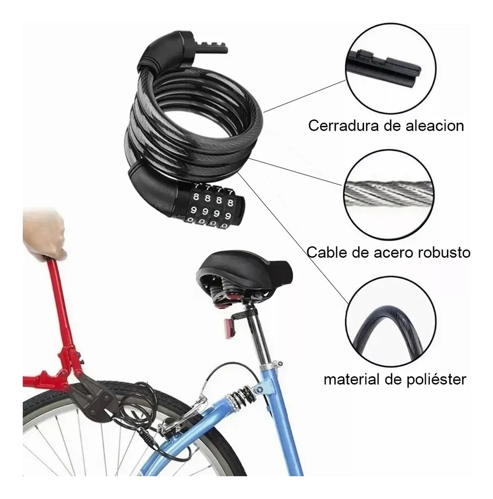 CANDADO CABLE DE ACERO CON COMBINACION