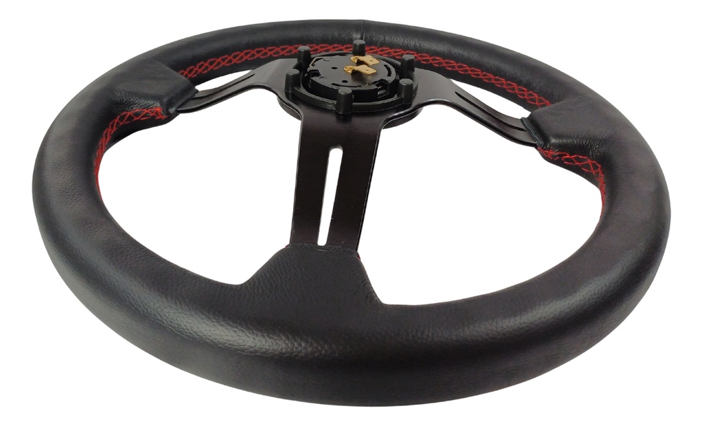 VOLANTE DE PIEL NEGRO BRONX 3 RAYAS HOJA MAPLE