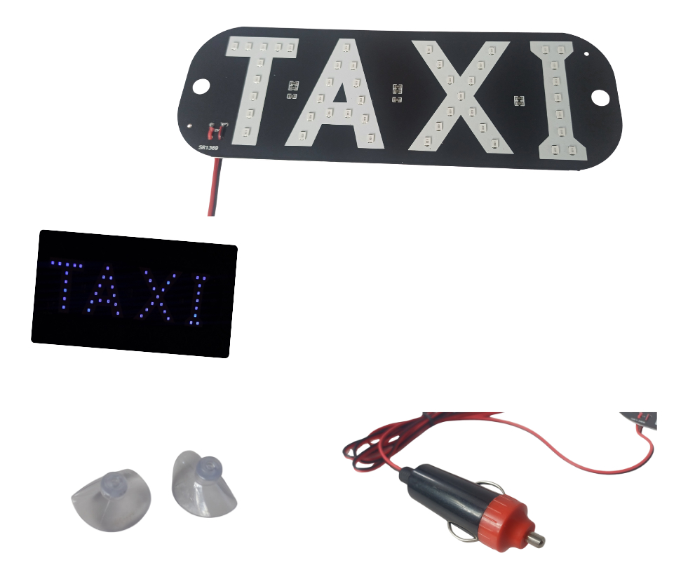 LETRERO PARA TAXI CON CHUPON LUZ LED AZUL