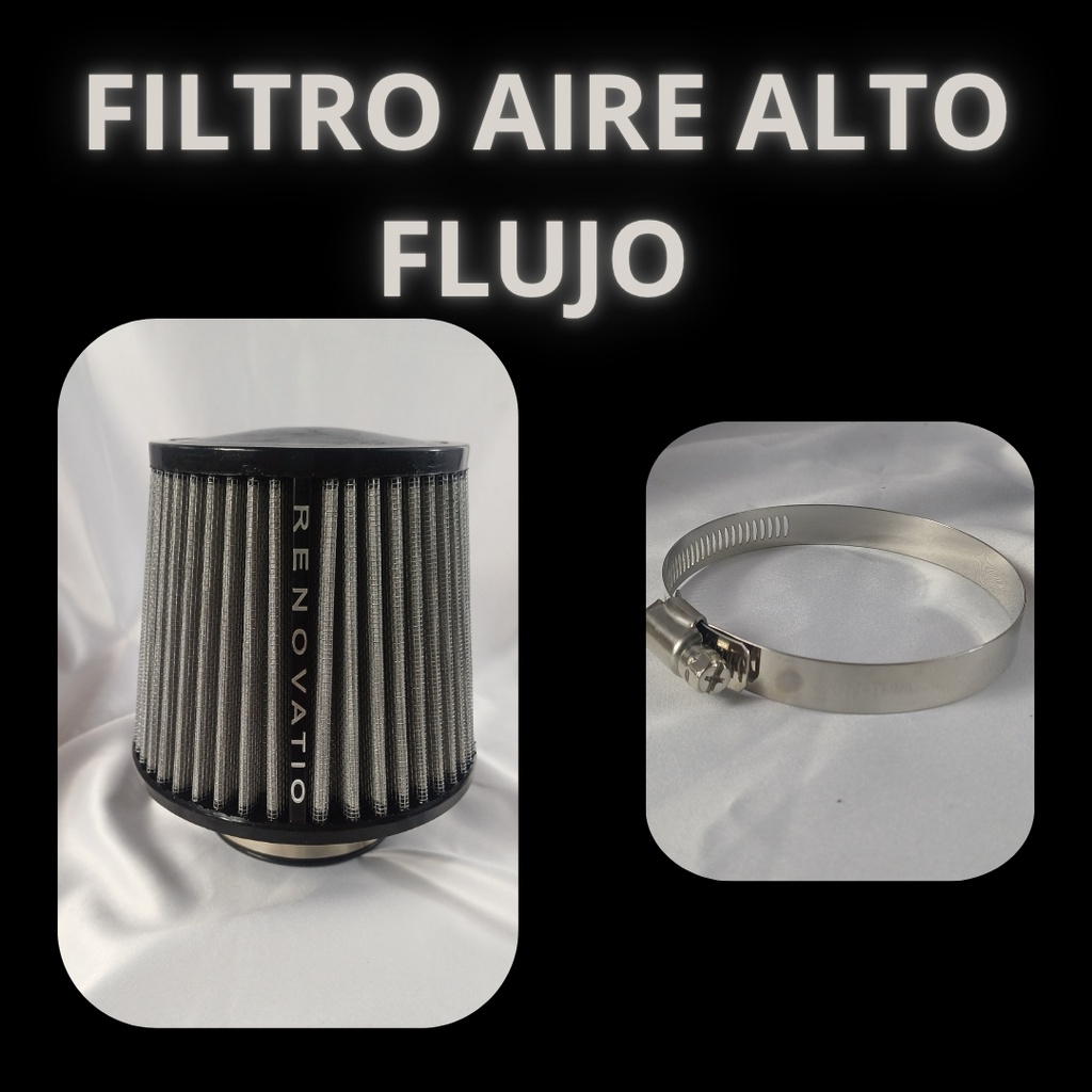 FILTRO AIRE ALTO FLUJO NEGRO CROMADO