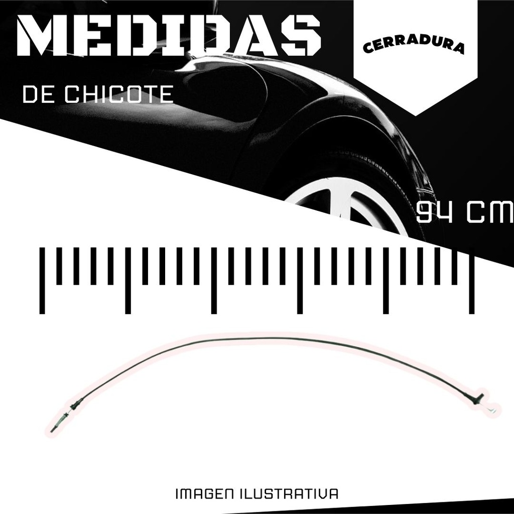 CHICOTE CERRADURA FD KA 01-08  93.5CM HUSHAN Derecho/Izquierdo Delantera  