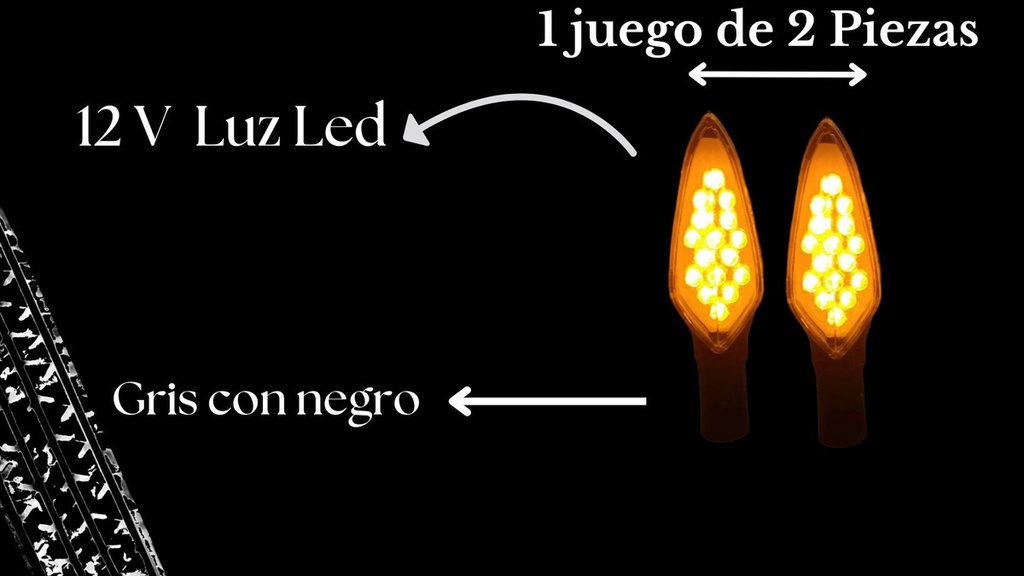 DIRECCIONAL LED NEGRO MATE LUZ AZUL JGO