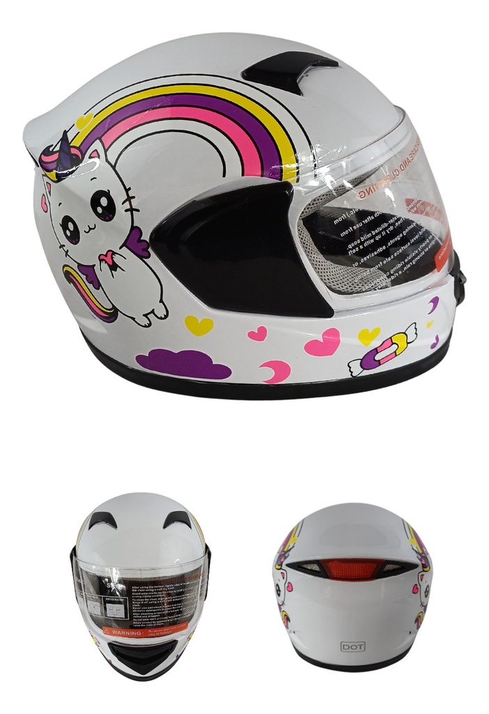 CASCO CERRADO GRAFICO (UNICORNIO) INFANTIL BLANCO (copia)
