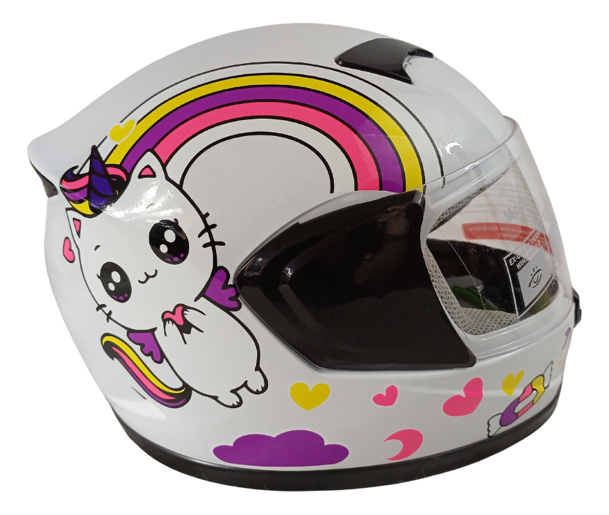 CASCO CERRADO GRAFICO (UNICORNIO) INFANTIL BLANCO (copia)
