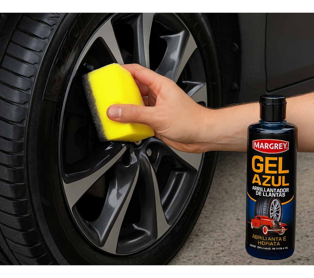 LIMPIADOR ABRILLANTADOR GEL AZUL 500 ML MARGREY + ESPONJA AMARILLA LIMPIADOR