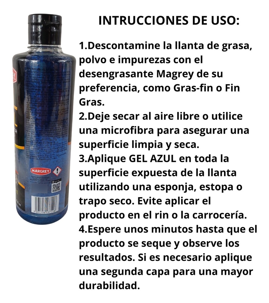 LIMPIADOR ABRILLANTADOR GEL AZUL 500 ML MARGREY + ESPONJA BLANCA LIMPIADOR
