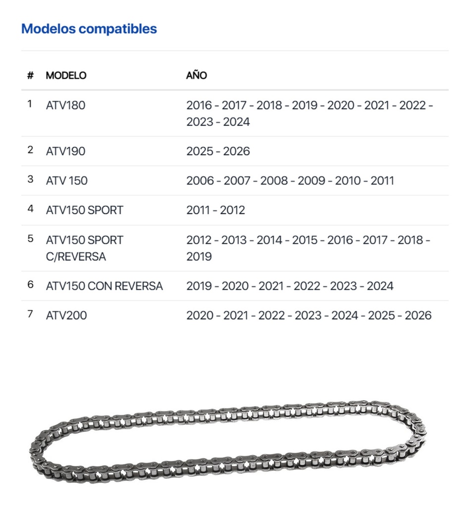 CADENA TRACCION 530HX76L REF ATV150, ATV150-II, AT